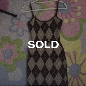 SOLD Fall Argyle Brown Sweater Dress!